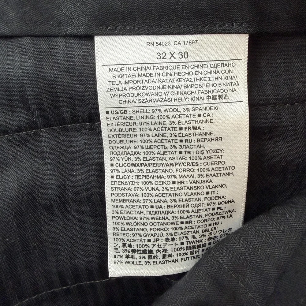 Banana Republic Dress Pants Mens 32x26 Gray Slim Fit Wool Lined Office Wear